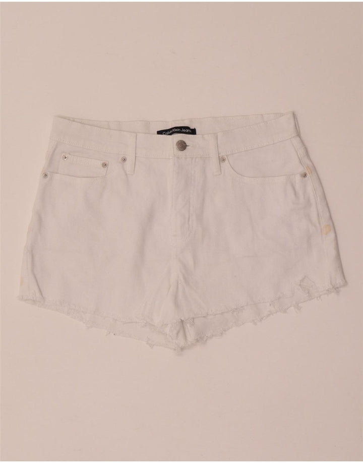 Pantaloni scurți de denim Calvin Klein pentru femei W28 bumbac alb mediu