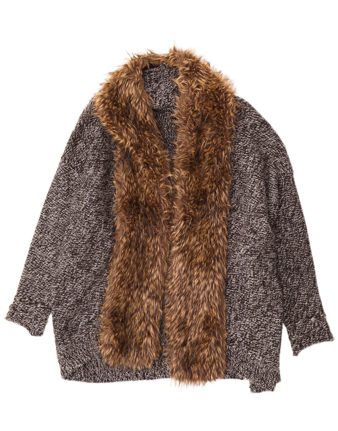 Pulover cardigan cu paragate supradimensionat pentru femei Guess UK 10 mic, gri cu pete