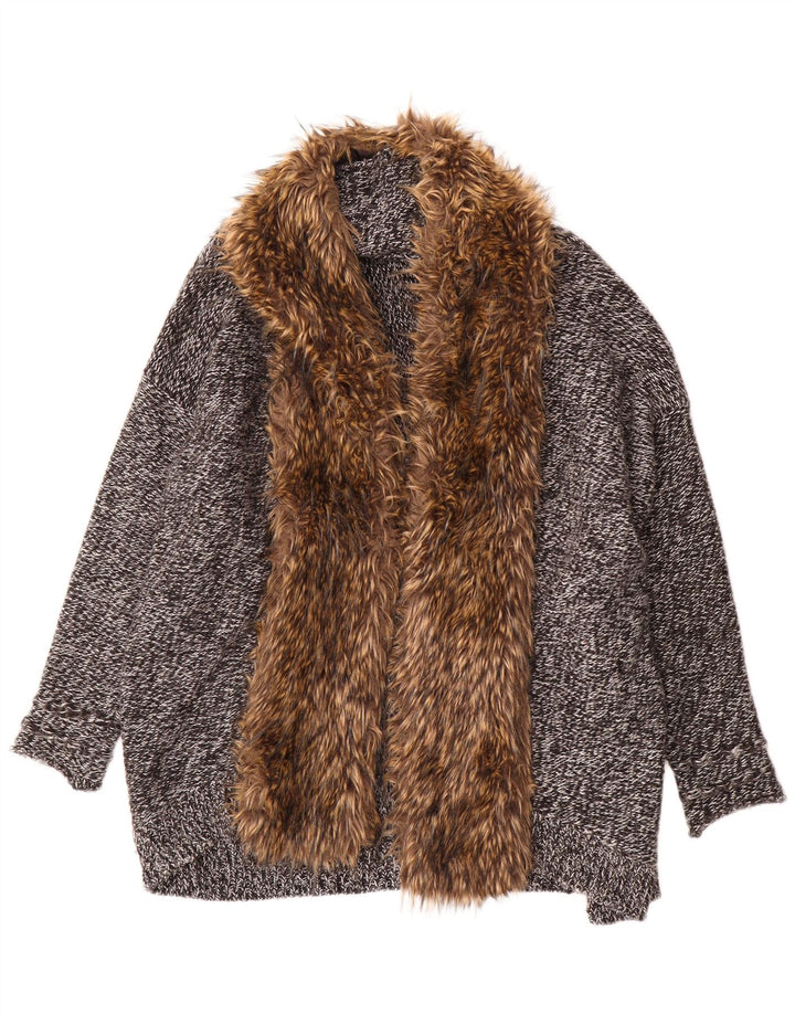 Pulover cardigan cu paragate supradimensionat pentru femei Guess UK 10 mic, gri cu pete