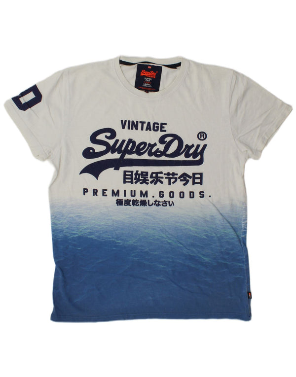 Tricou grafic Superdry pentru bărbați Top mare, alb, din bumbac color bloc