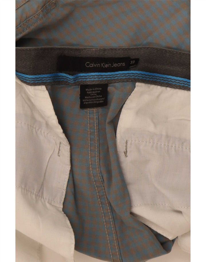 Pantaloni scurți cargo pentru bărbați Calvin Klein W33 Large Blue Gingham