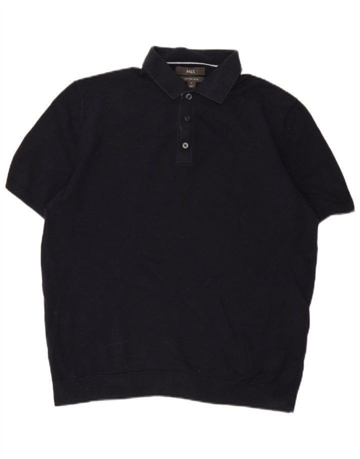 Tricou polo pentru bărbați Marks & Spencer, bumbac, albastru bleumarin mediu