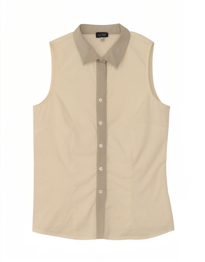 Bluză cămașă fără mâneci pentru femei Armani Jeans EU 42 Medium White Dunge