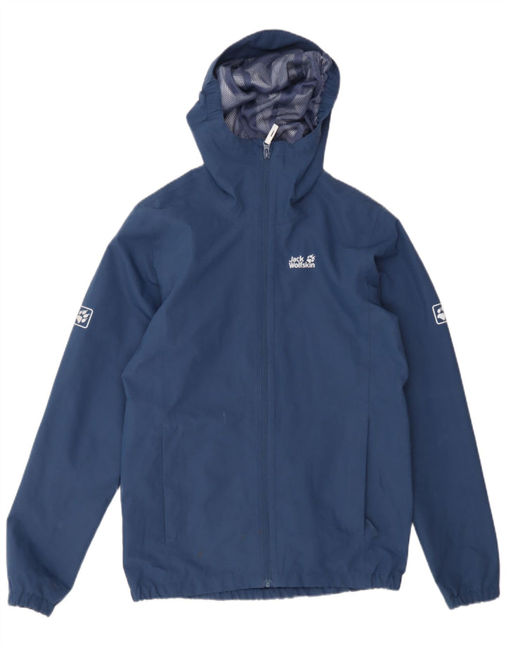 Jack Wolfskin Jachetă de ploaie cu glugă pentru băieți 13-14 ani, poliester bleumarin