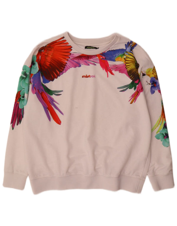 Pulover Mistral pentru femei UK 14 Medium White Floral Hawaiian