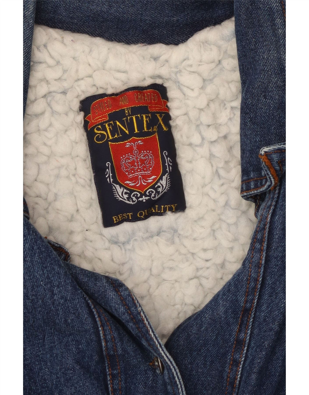 Jachetă Sherpa de denim pentru femei VINTAGE UK 20 2XL Albastru