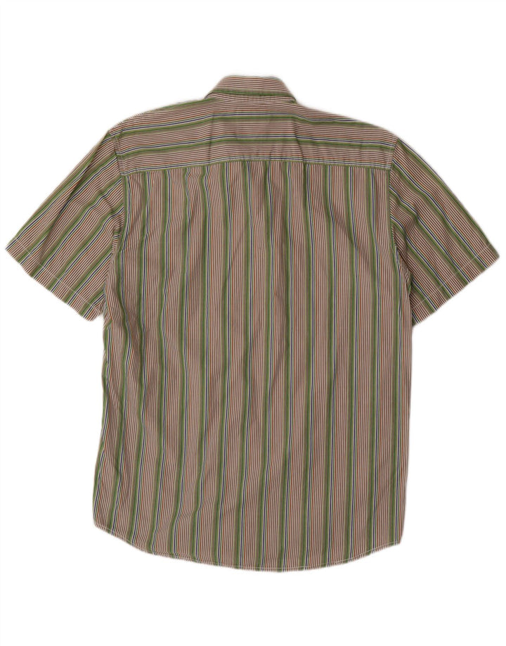 LERROS Mens Short Sleeve Shirt Large Multicoloured Striped Cotton