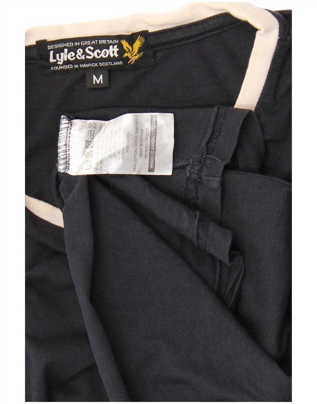 LYLE & SCOTT Mens T-Shirt Top Medium Navy Blue Cotton