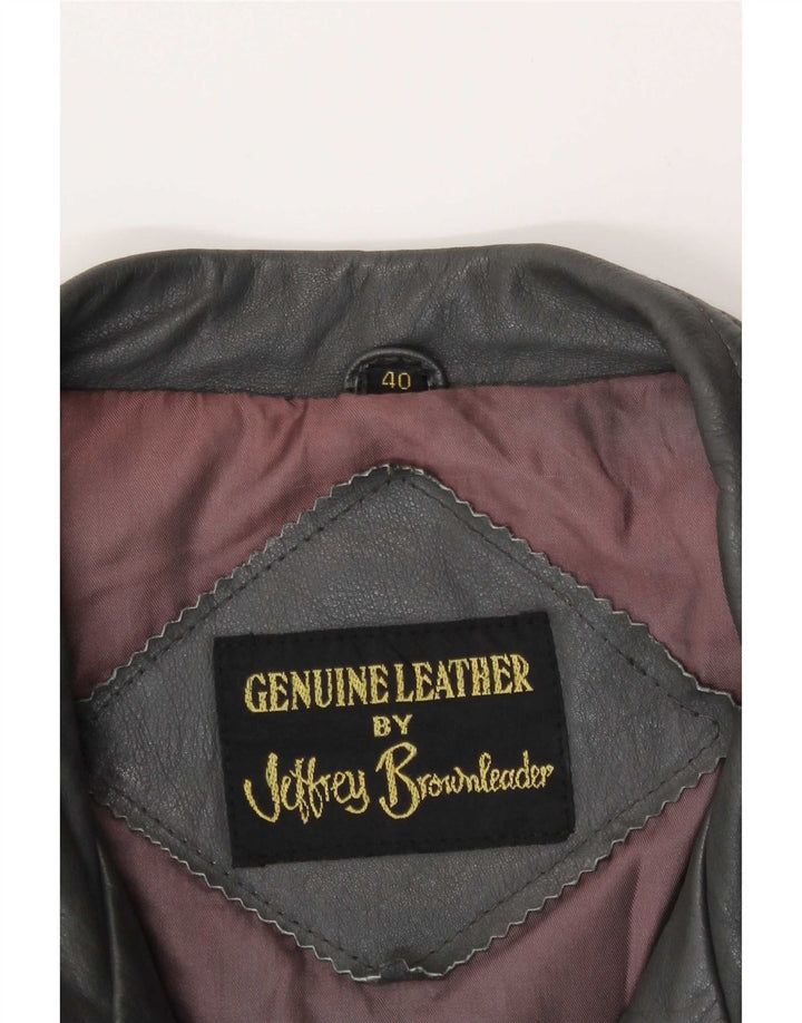 Geacă de piele pentru bărbați Jeffrey Brownleader UK 40 mare gri