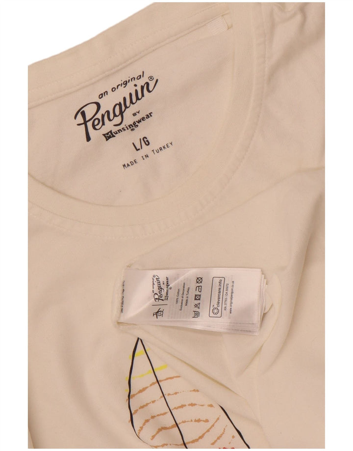 Tricou grafic pentru bărbați Penguin Top mare, alb, bumbac