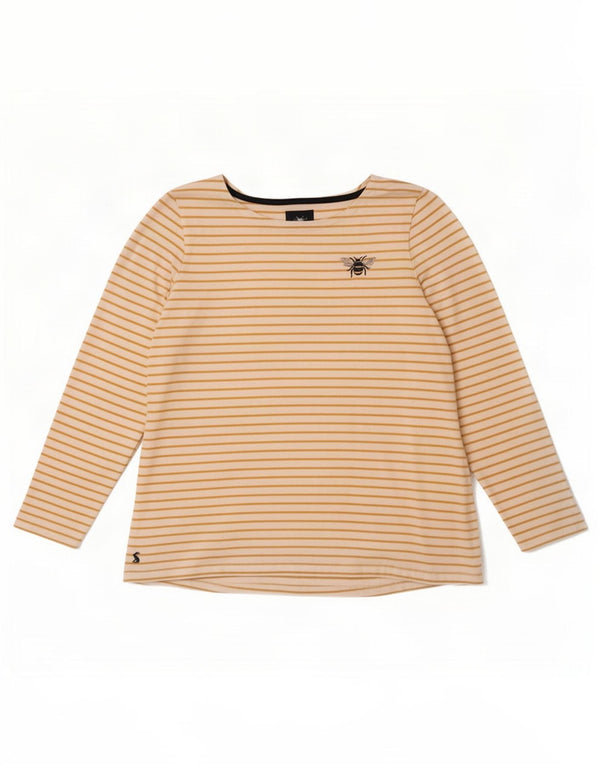 Top pentru femei Joules cu mânecă lungă UK 18 XL, bumbac cu dungi albe