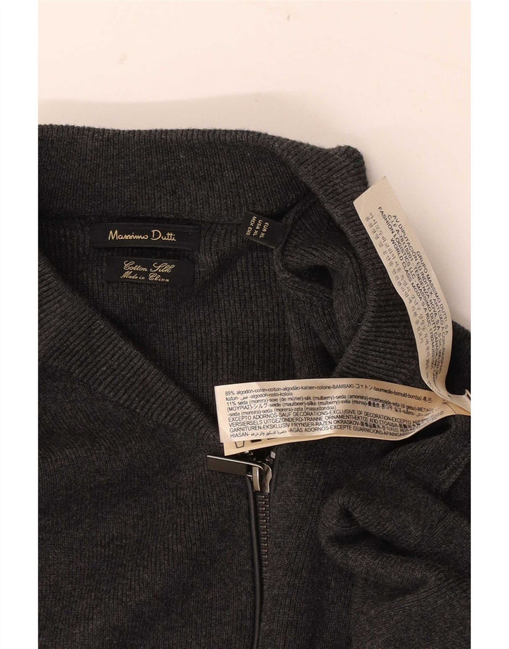 Pulover cardigan cu fermoar complet Massimo Dutti pentru bărbați, bumbac gri XL