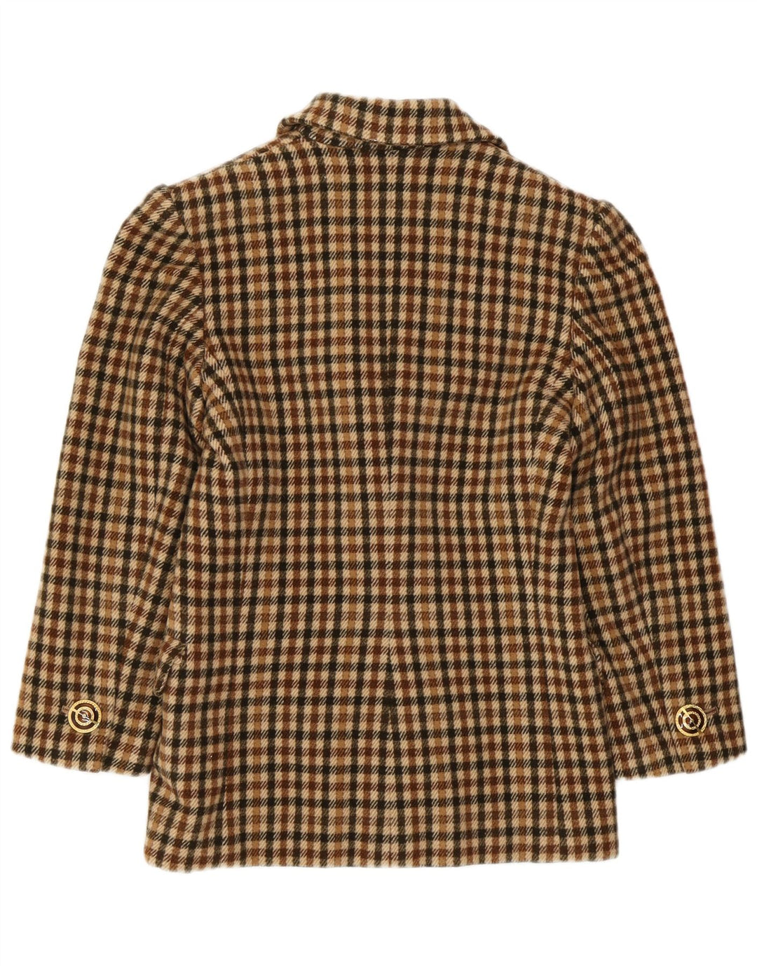 Jachetă pentru femei VINTAGE cu 2 nasturi, UK 8, maro mic, cu carouri