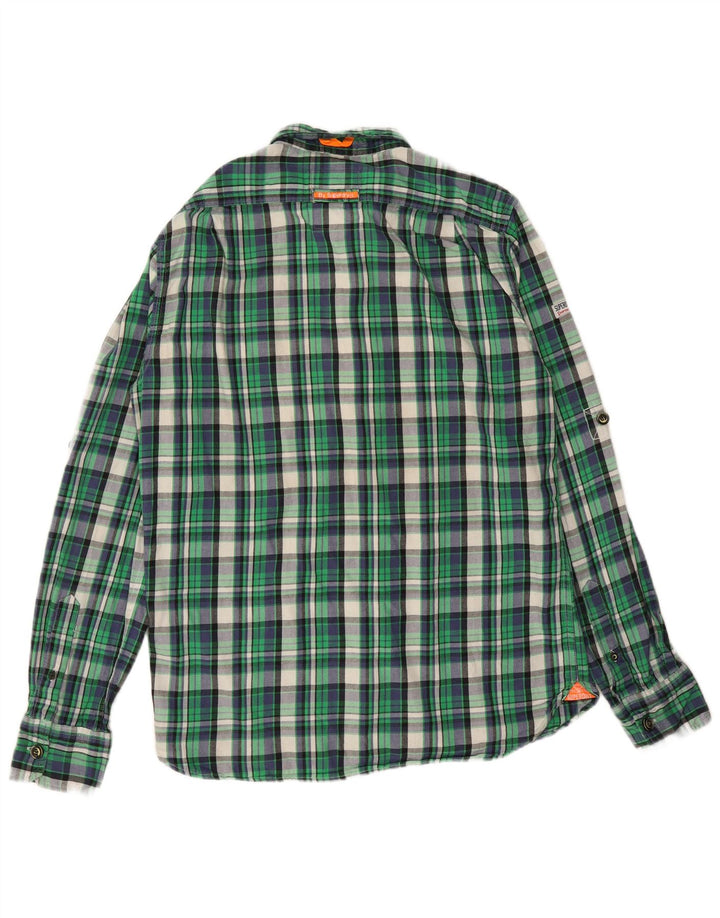 Cămașă de flanel pentru bărbați SUPERDRY XL, bumbac cu carouri verde
