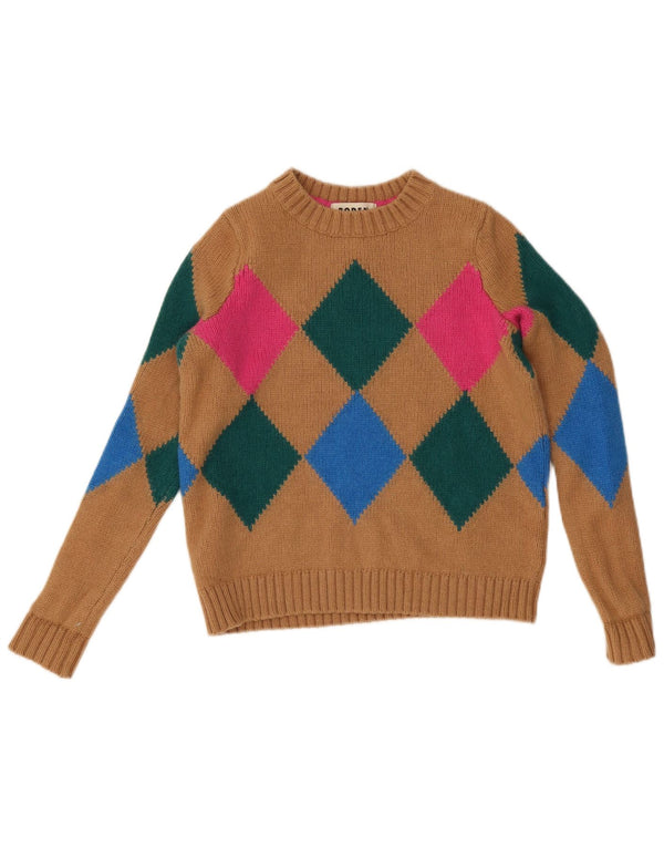 Pulover Boden pentru femei crop cu decolteu triplu UK 10 Small Brown Argyle/Diamond