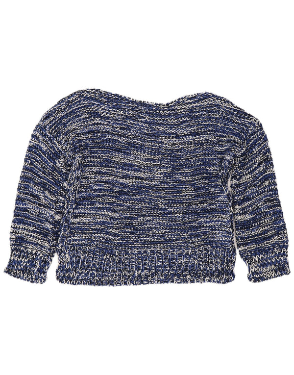 Pulover pentru femeie cu gât de barcă Zara UK 16 mare bleumarin cu dungi