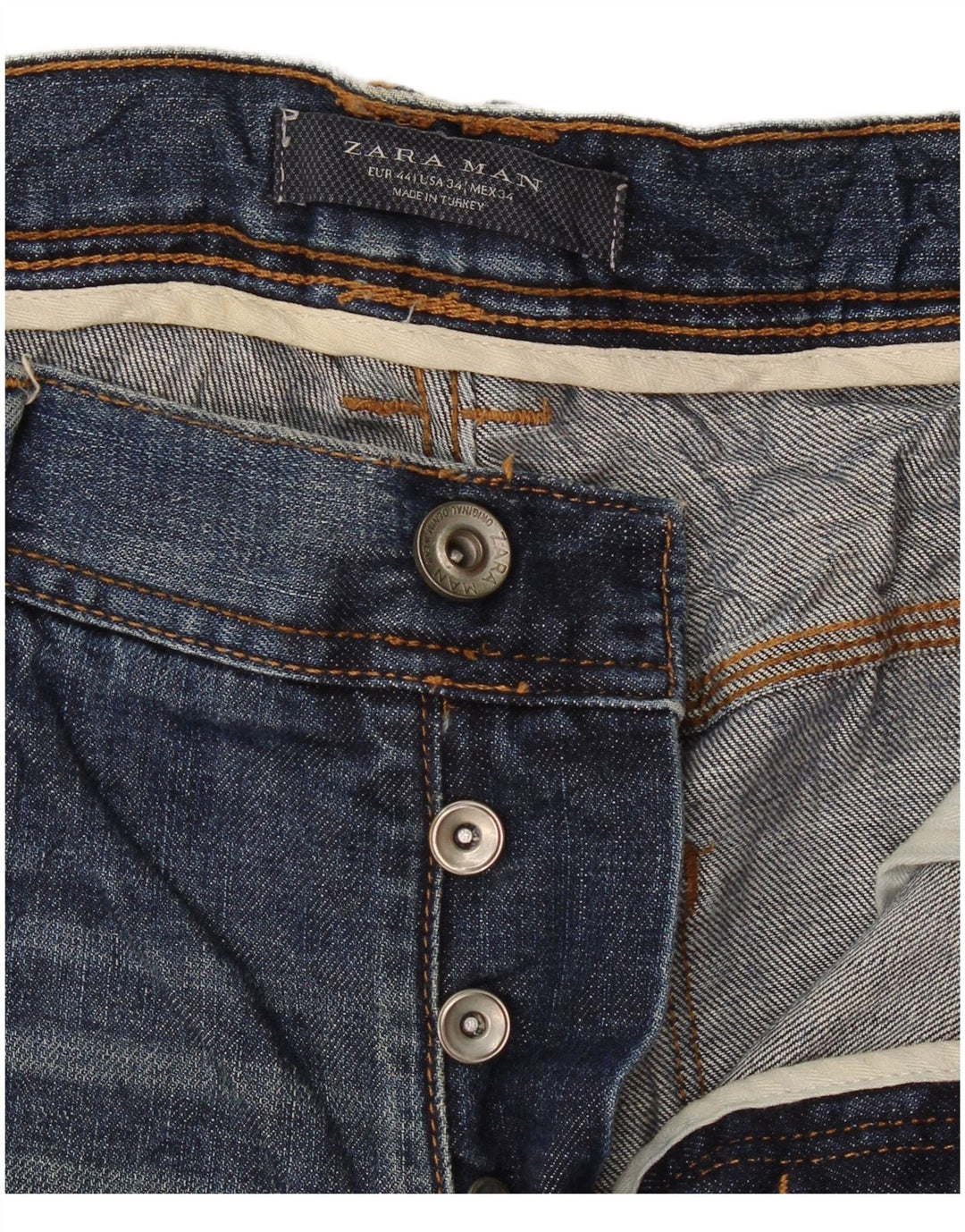 Blugi drepți învechiți pentru bărbați Zara EU 44 Large W34 L29 Bleumarin