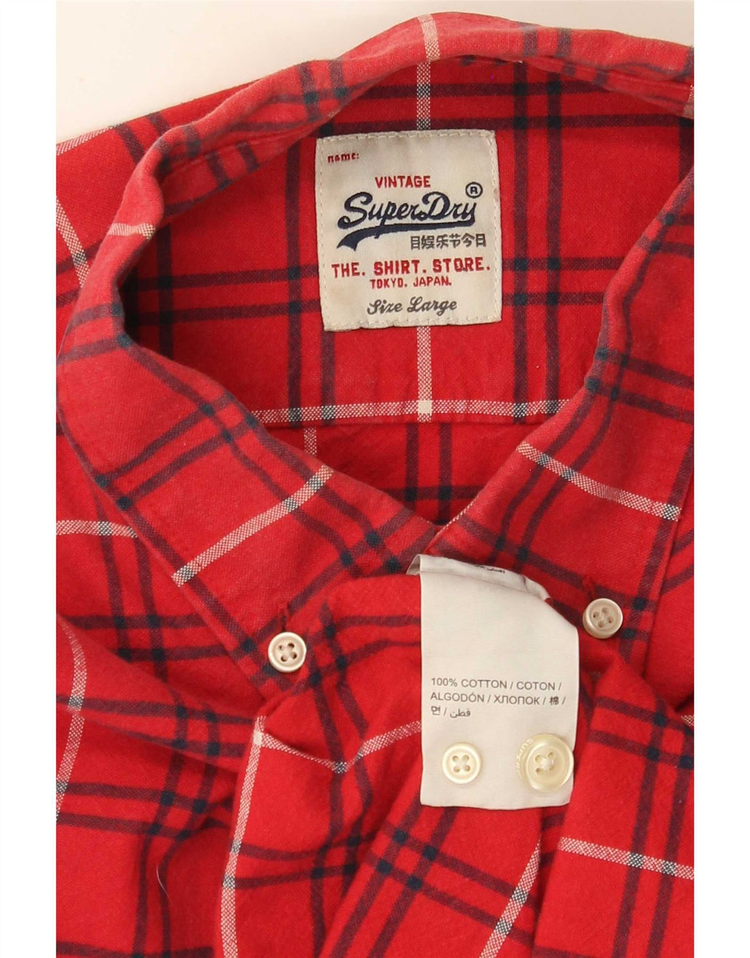 Cămașă de flanel pentru bărbați Superdry, bumbac cu carouri roșii mari