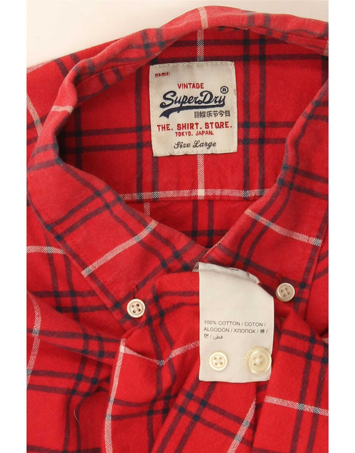 Cămașă de flanel pentru bărbați Superdry, bumbac cu carouri roșii mari