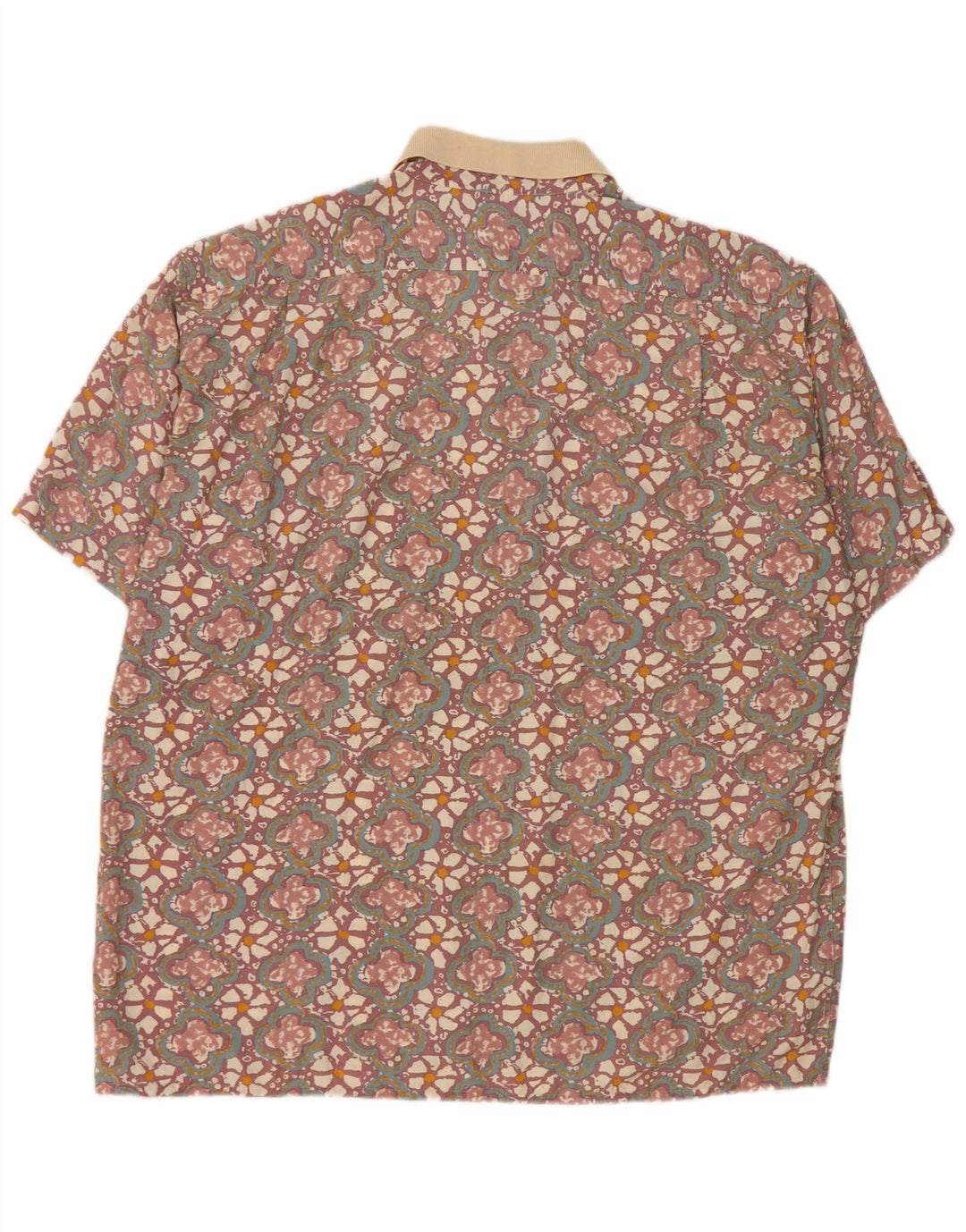 Cămașă vintage cu mânecă scurtă pentru bărbați, XL, maro, viscoză florală