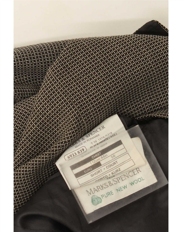 Jachetă pentru bărbați Marks & Spencer, cu 3 nasturi, UK 44 XL, lână nouă, gri Gingham