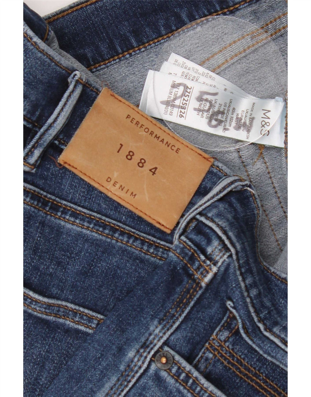 Blugi drepti pentru bărbați Marks & Spencer W40 L27 Bumbac albastru