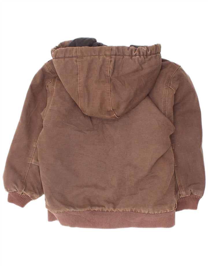 Jachetă bomber cu glugă pentru băieți Carhartt 7-8 ani, bumbac maro mic