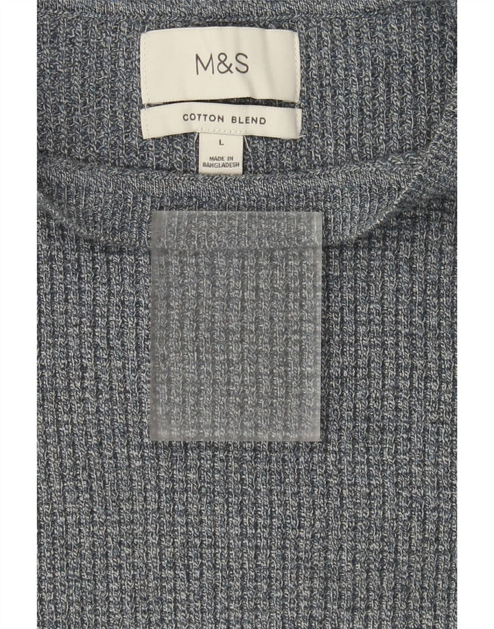 Pulover pentru bărbați Marks & Spencer, cu gât de barcă, mare, bumbac cu pete gri