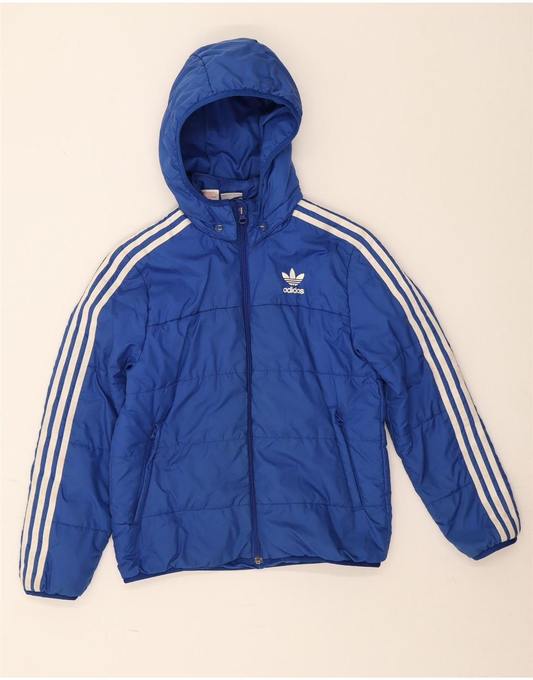Jachetă căptușită cu glugă Adidas băieți 10-11 ani poliester albastru