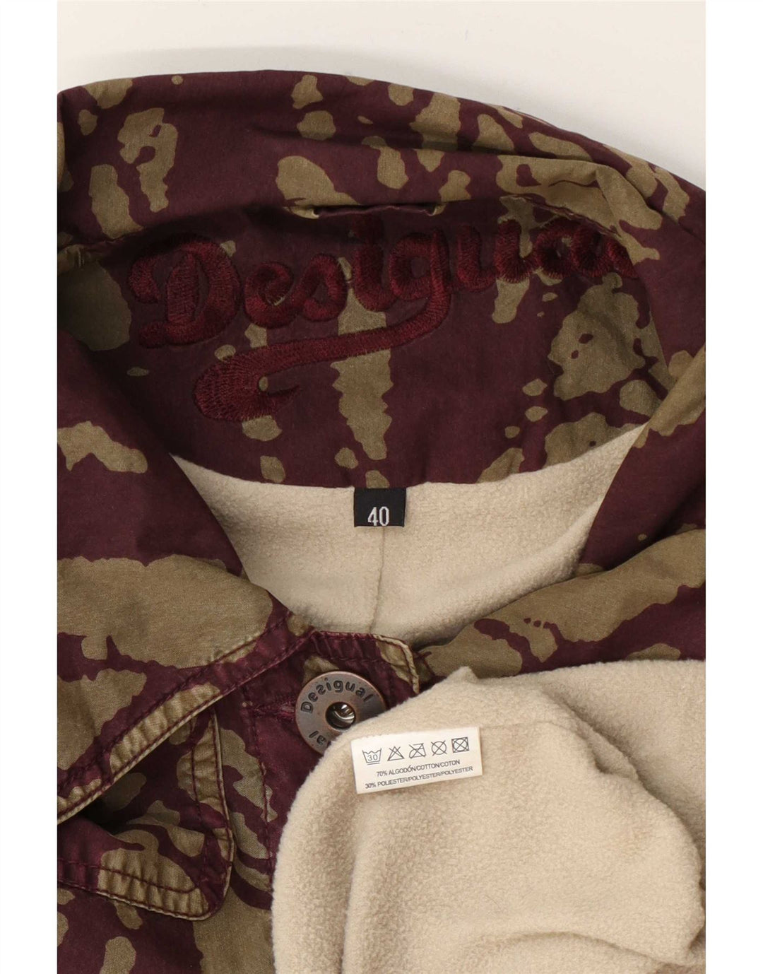 Desigual Jachetă de vânt pentru femei cu model abstract, EU 40, bumbac verde mediu