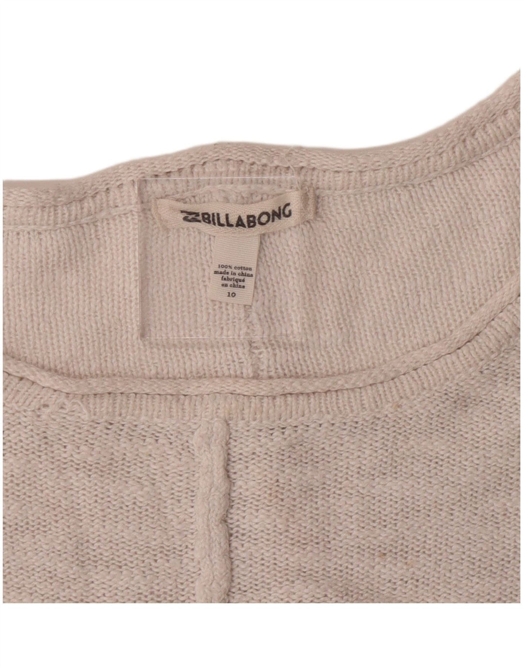 Pulover pentru femei Billabong cu gât de barcă, UK 10, bumbac cu dungi roz mici