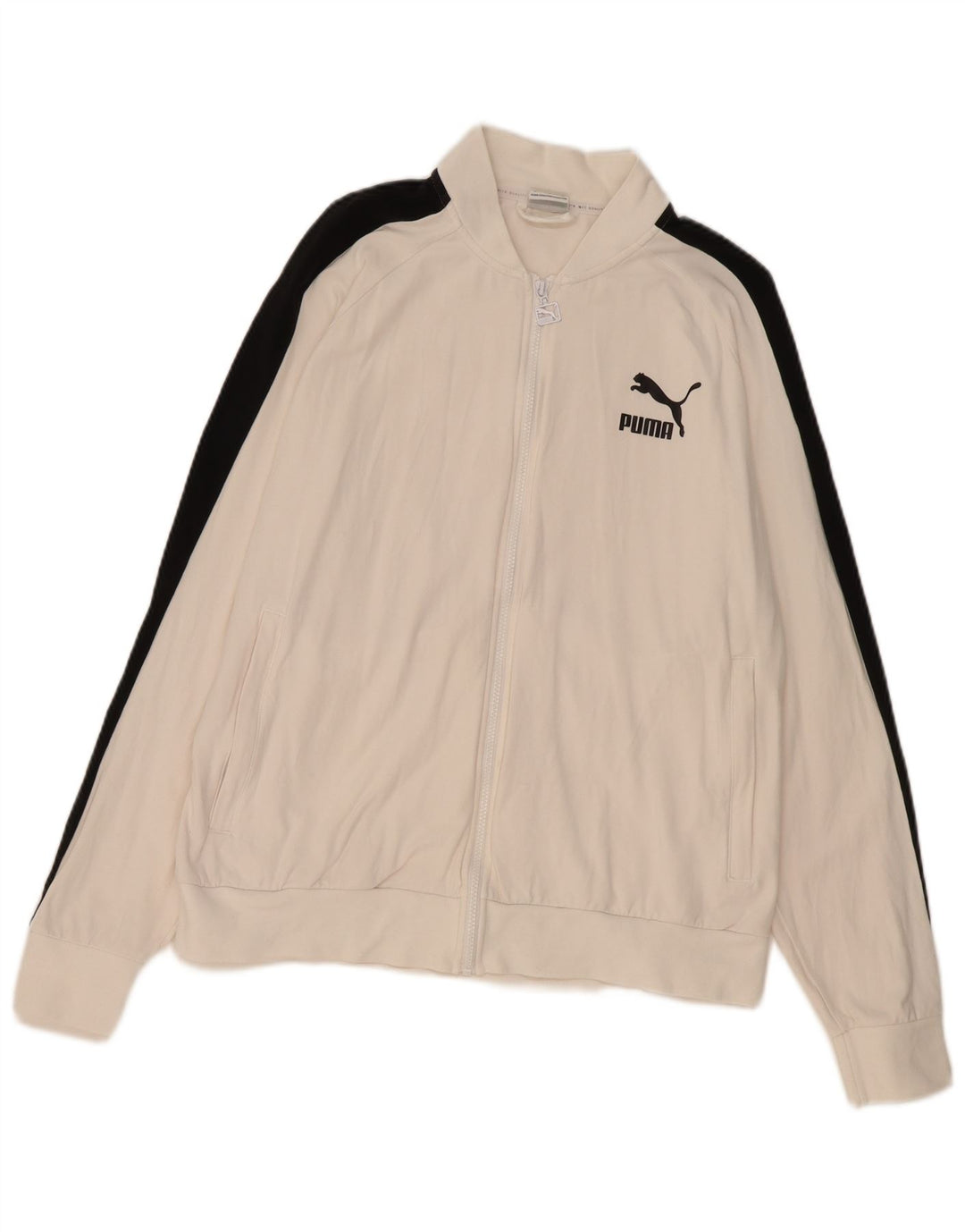 PUMA Mens Tracksuit Top Jacket XL White Colourblock Cotton