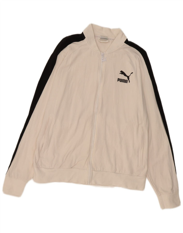 PUMA Mens Tracksuit Top Jacket XL White Colourblock Cotton