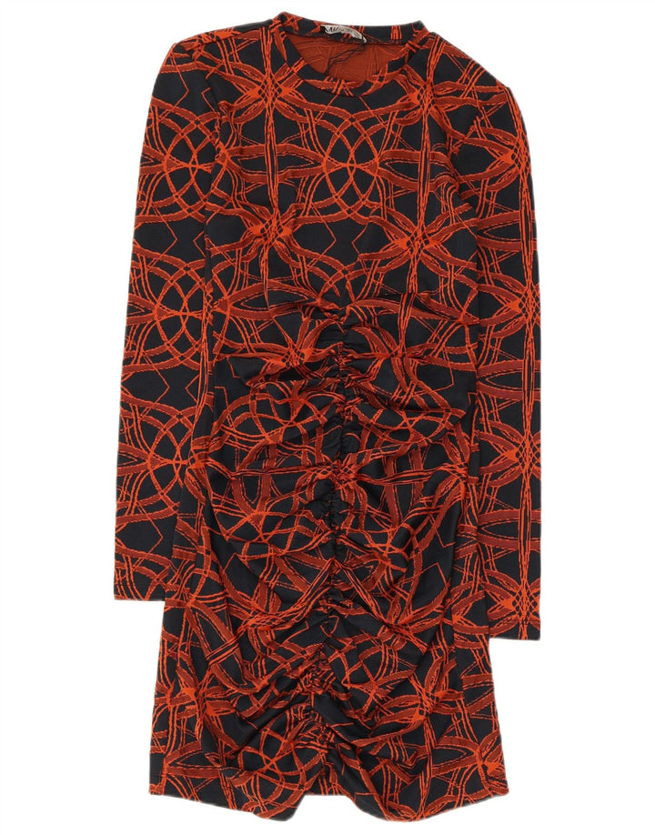 Rochie turnată cu mânecă lungă și model abstract pentru femei Zara UK 8 Mic Negru
