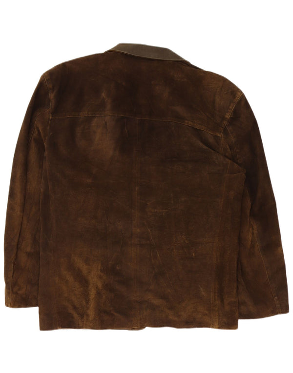 Blazer Vintage pentru bărbați cu 2 nasturi din piele intoarsa IT 54 2XL maro