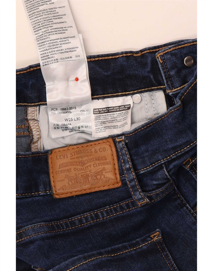 Blugi drepti Levi's 724, cu talie înaltă, W25 L30, poliester bleumarin