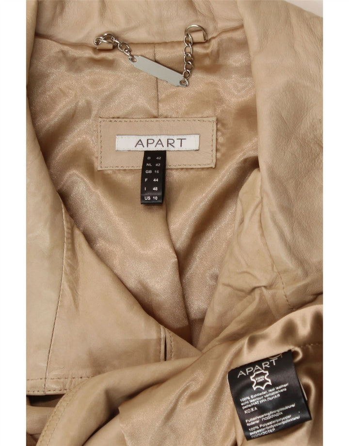 APART Womens Leather Coat UK 16 Large Beige Leather Vintage Apart and Second-Hand Apart from Messina Hembry 