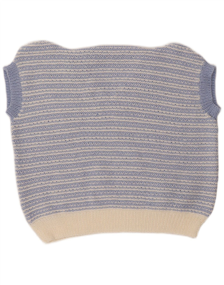 VINTAGE Vestă Tank Top pentru femei UK 18 XL Blue Striped