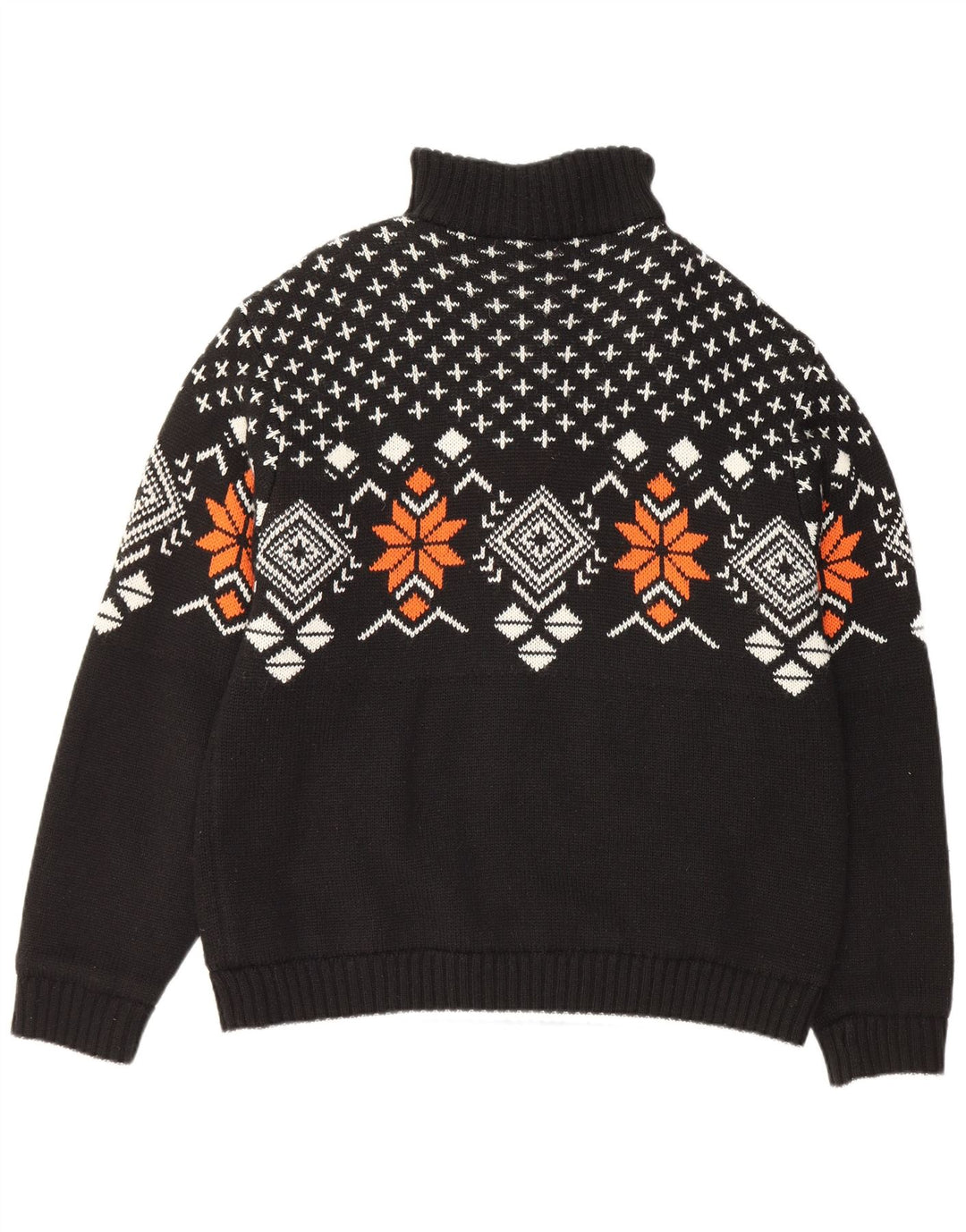 Pulover VINTAGE pentru bărbați, cu fermoar și gât, IT 52/54 Large Black Fair Isle