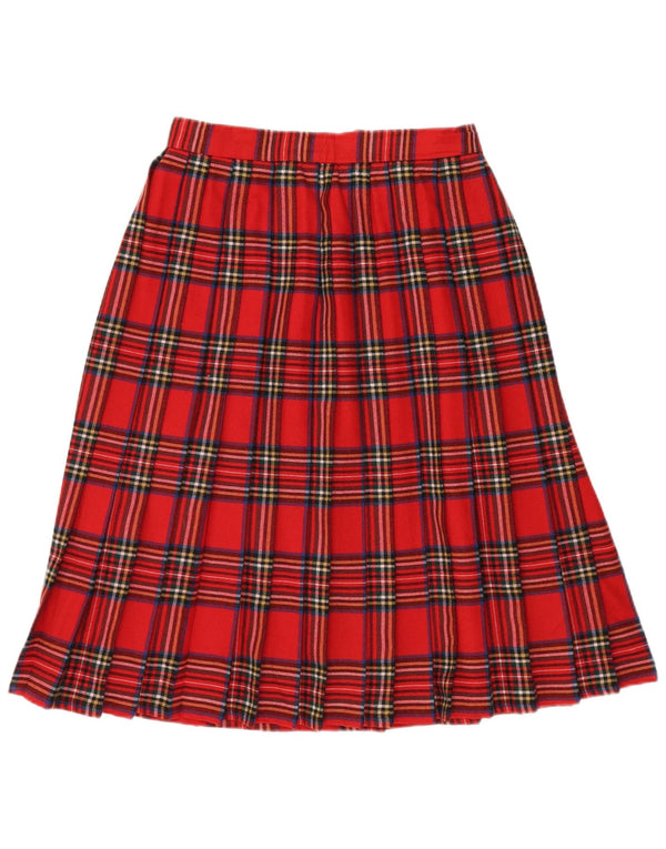 Fusta plisată cuțit pentru femei VINTAGE IT 44 Medium W32 Lână cu carouri roșii
