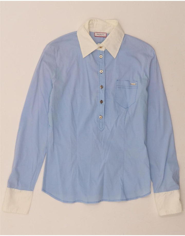 MAX & CO. Womens Pullover Shirt UK 10 Small Blue Colourblock Cotton Vintage Max & Co. and Second-Hand Max & Co. from Messina Hembry 