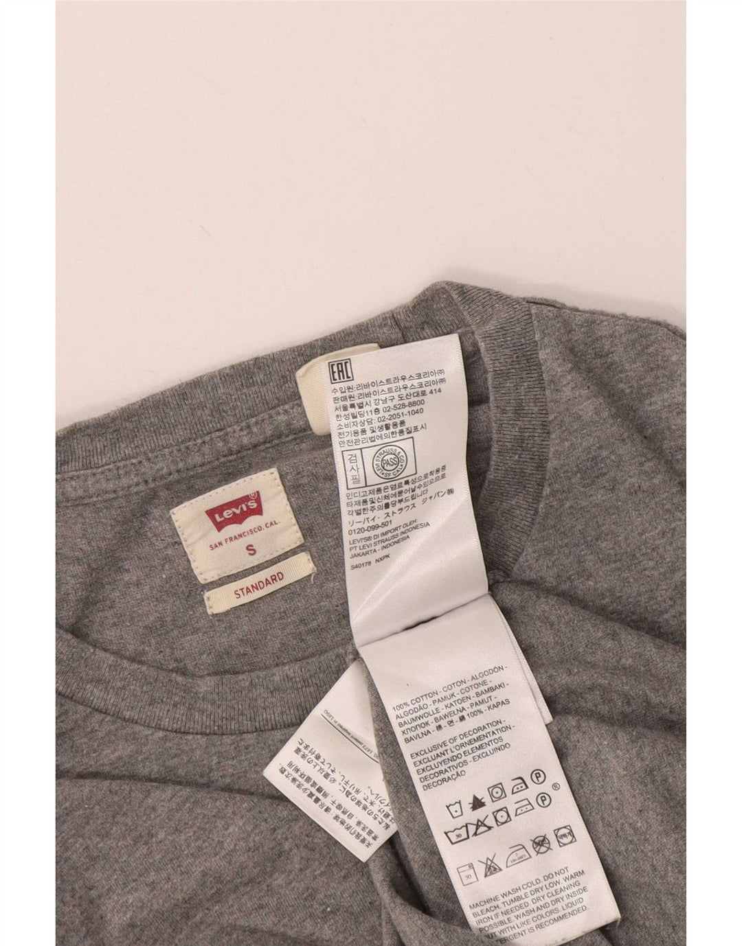Tricou Levi's pentru bărbați, cu mânecă lungă, cu mânecă lungă, gri mic, cu pete