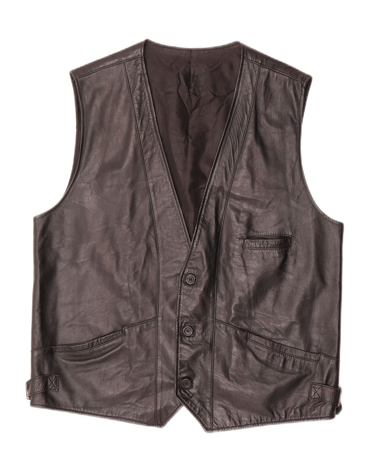 Gilet din piele pentru bărbați VINTAGE UK 40, mare, neagră