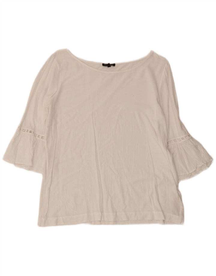 Bluză de top cu mâneci 3/4 pentru femei Massimo Dutti, UK 12, viscoză albă medie