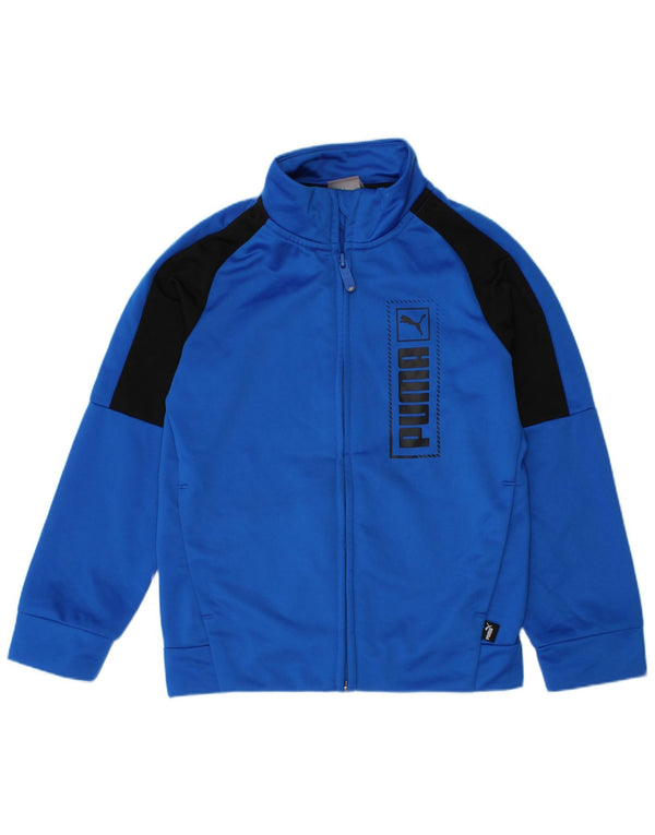 Puma Boys Graphic Tracksuit Top Jacket 5-6 Years Blue Colourblock
