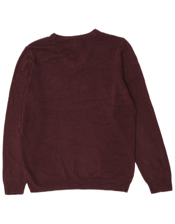 Pulover pentru bărbați Marks & Spencer, cu decolteu în V, mare, acrilic burgundy