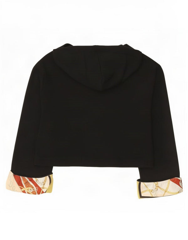Zara Womens Crop Abstract Pattern Oversized Hoodie Jumper UK 10 Small Black