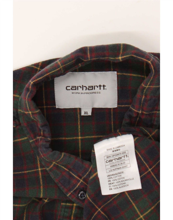 Cămașă de flanel pentru bărbați Carhartt XL, bumbac cu carouri verde
