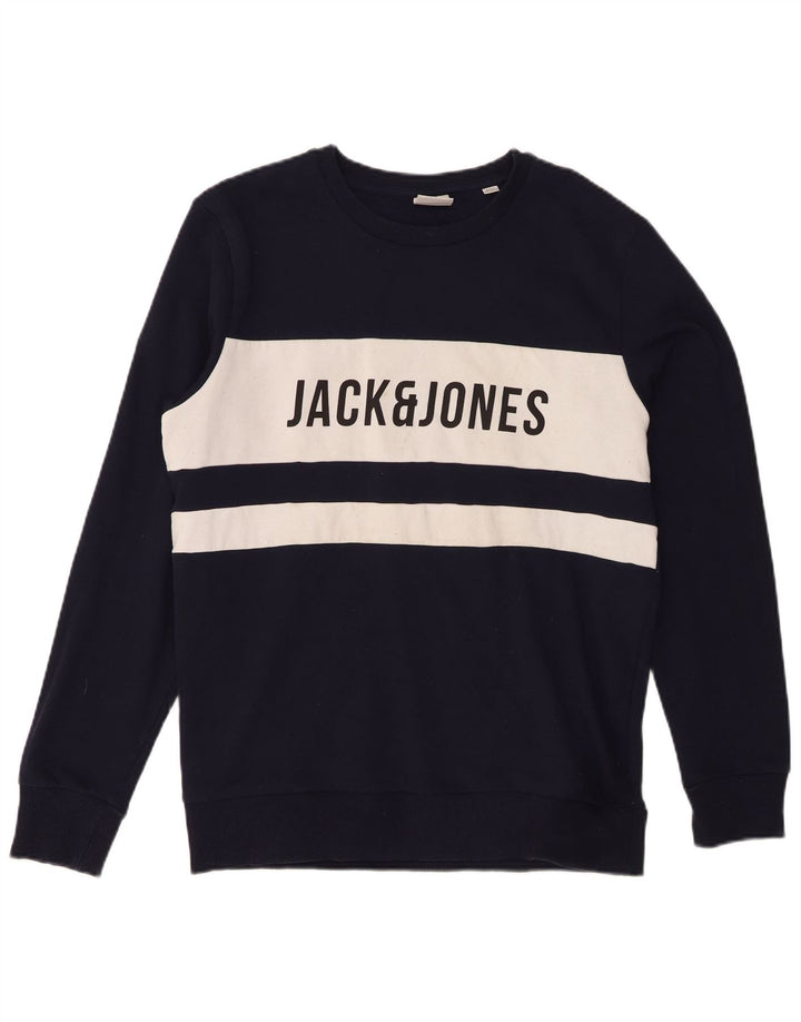 Pulover cu grafic pentru bărbați Jack & Jones Pulover mare, bleumarin, color block