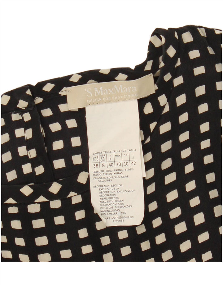 Bluză Max Mara pentru femei cu mâneci 3/4, UK 10, mătase geometrică neagră mică